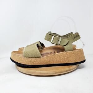 Papillio Glenda Sandals 39 Womens 8 Birkenstock Green Shoes Wedge Straps Buckle